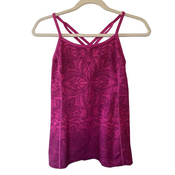 Athleta Harmonious Floral Workout Tank Top Pink Ombre W/ Shelf Bra Size XXS - Picture 1 of 7